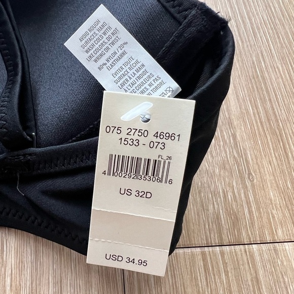 underwire AERIE  swimsuit bikini top size 32D BLACK - Picture 4 of 4